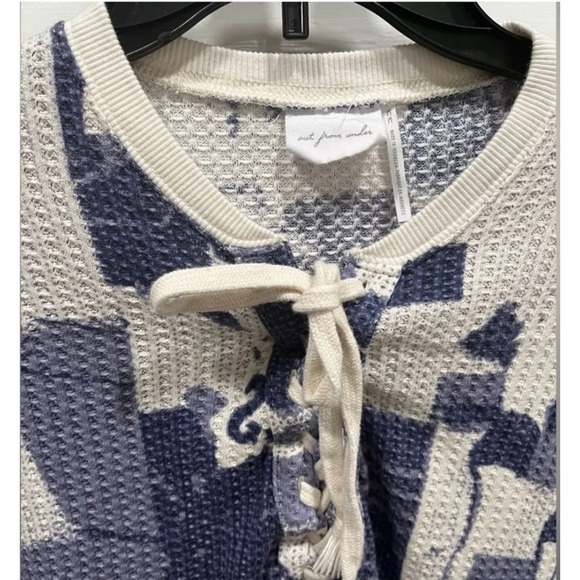 Out From Under Dustin Lace- Up Henley Top Blue‎ and White Size M - Picture 8 of 8